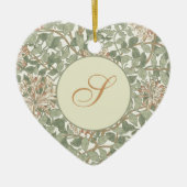 ソフトグリーンヴィンテージウィリアムモリスハニーサックル セラミックオーナメント (正面)