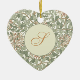 ソフトグリーンヴィンテージウィリアムモリスハニーサックル セラミックオーナメント