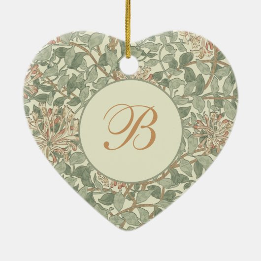 ソフトグリーンヴィンテージウィリアムモリスハニーサックル セラミックオーナメント (裏面)