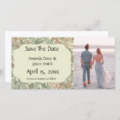 ソフトグリーンヴィンテージウィリアムモリスハニーサックル セーブザデート (正面/裏面)