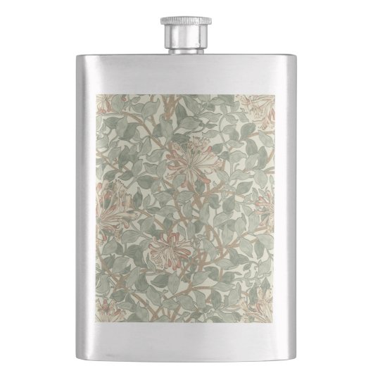 ソフトグリーンヴィンテージウィリアムモリスハニーサックル フラスク (正面)