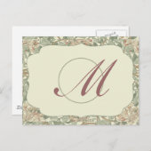 ソフトグリーンヴィンテージウィリアムモリスハニーサックル ポストカード (正面/裏面)