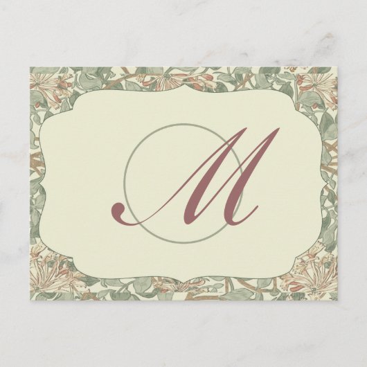 ソフトグリーンヴィンテージウィリアムモリスハニーサックル ポストカード (正面)