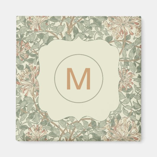 ソフトグリーンヴィンテージウィリアムモリスハニーサックル マグネット (正面)