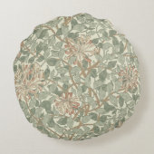ソフトグリーンヴィンテージウィリアムモリスハニーサックル ラウンドクッション (裏面)