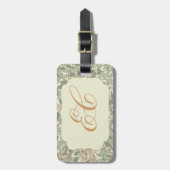ソフトグリーンヴィンテージウィリアムモリスハニーサックル ラゲッジタグ (正面縦)