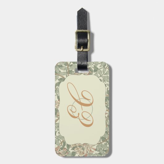ソフトグリーンヴィンテージウィリアムモリスハニーサックル ラゲッジタグ (正面縦)