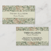 ソフトグリーンヴィンテージウィリアムモリスハニーサックル 名刺 (正面/裏面)