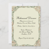 ソフトグリーンヴィンテージウィリアムモリスハニーサックル 招待状 (正面)