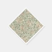 ソフトグリーンヴィンテージ ウィリアムモリス ハニサクル スタンダードカクテルナプキン (角)