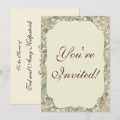 ソフトグリーンヴィンテージ ウィリアムモリス ハニサクル 招待状 (正面/裏面)