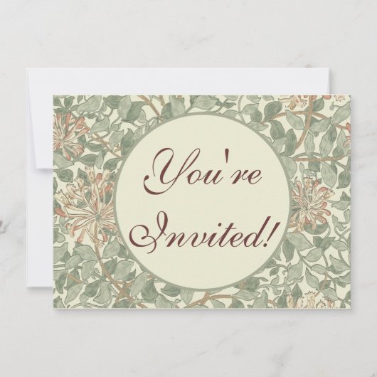 ソフトグリーンヴィンテージ ウィリアムモリス ハニサクル 招待状 (正面)