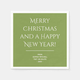  – ソフトグリーン伝統的- Merry Christmas Napkins スタンダードカクテルナプキン