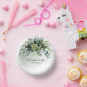 ソフトグリーン多肉性結婚フローラ植物学 ペーパーボウル (パーティー)