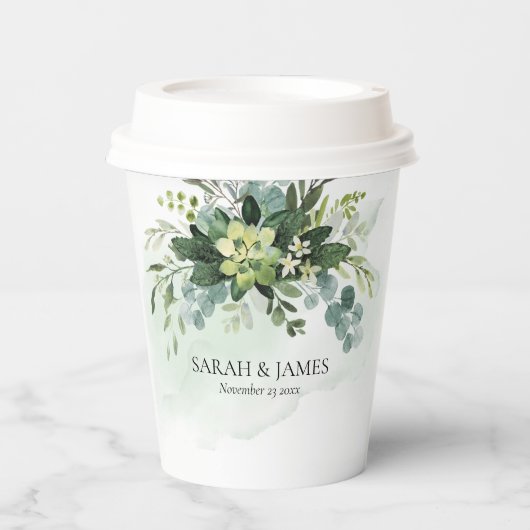 ソフトグリーン多肉性結婚フローラ植物学 紙コップ (正面)
