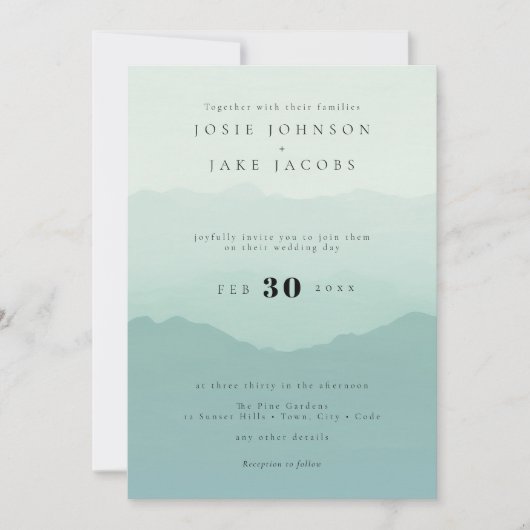 ソフトグリーン山結婚式招待状 招待状 (正面)
