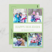 ソフトグリーン数々のフォトクリスマスホリデー挨拶 ポストカード (正面/裏面)