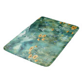 ソフトグリーン水彩風景野花 バスマット (アングル)