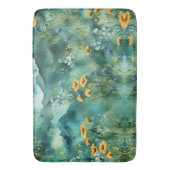 ソフトグリーン水彩風景野花 バスマット (正面縦)