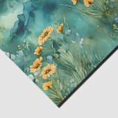 ソフトグリーン水彩風景野花 薄葉紙 (詳細)