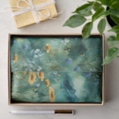 ソフトグリーン水彩風景野花 薄葉紙 (ギフト)