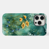 ソフトグリーン水彩風景野花 iPhoneケース (裏面横)