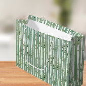 ソフトグリーン白い花抱き枕 ラージペーパーバッグ