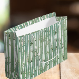 ソフトグリーン白い花抱き枕 ラージペーパーバッグ