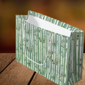 ソフトグリーン白い花抱き枕 ラージペーパーバッグ