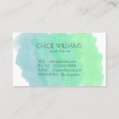ソフトグリーン絵画ブルーの抽象芸術ブラシ水色 名刺 (裏面)