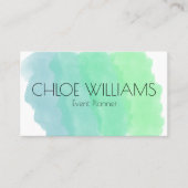 ソフトグリーン絵画ブルーの抽象芸術ブラシ水色 名刺 (正面)