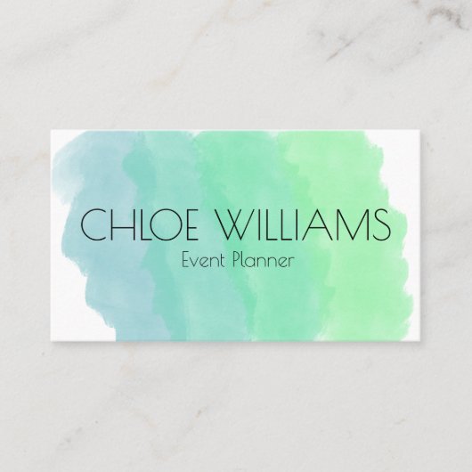 ソフトグリーン絵画ブルーの抽象芸術ブラシ水色 名刺 (正面)