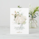 ソフトグリーン金ゴールドボタニカルカボチャブライダルシャワー サンキューカード (スタンド正面)
