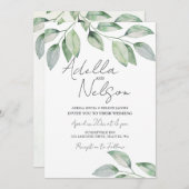 ソフトグリーン離れ結婚の 招待状 (正面/裏面)