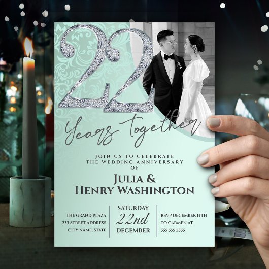 ソフトグリーン22回目 結婚記念日  招待状