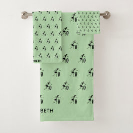 ソフトグリーン、シルエット感動的ダンス バスタオルセット