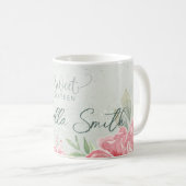 ソフトグリーン&ピンクグリッターフローラSweet sixteenバー コーヒーマグカップ (正面右)