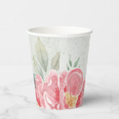 ソフトグリーン&ピンクグリッターフローラSweet sixteenバー 紙コップ (右)