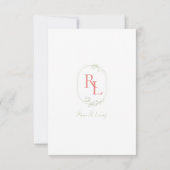 ソフトグリーン&ホワイトフローラコーラルモノグラム結婚ズ 出欠カード (裏面)