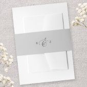 ソフトグレエレガントイシンプルモノグラム結婚ズ 招待状ベリーバンド