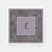 ソフトグレーおよびラベンダーフローラスクロールデザイン スタンダードカクテルナプキン (正面)