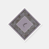 ソフトグレーおよびラベンダーフローラスクロールデザイン スタンダードカクテルナプキン (角)