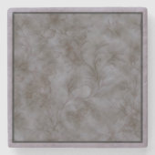 ソフトグレーおよびラベンダーフローラスクロールデザイン ストーンコースター (正面)