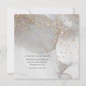 ソフトグレーとキラキラしたモダン金ゴールド結婚ズ 招待状 (裏面)