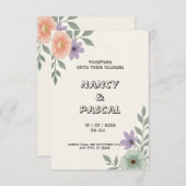 ソフトグレーとクリーム結婚式招待状カード 招待状 (正面/裏面)