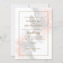 ソフトグレーとピーチスワール/金ゴールド結婚タイポグラフィ