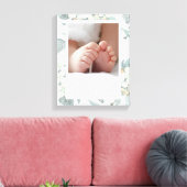 ソフトグレーとホワイトフローラフレームキャンバス印刷 キャンバスプリント (インサイチュ (リビング))