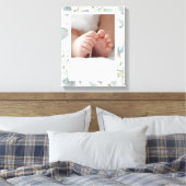 ソフトグレーとホワイトフローラフレームキャンバス印刷 キャンバスプリント (インサイチュ (寝室))