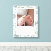 ソフトグレーとホワイトフローラフレームキャンバス印刷 キャンバスプリント (インサイチュ (ウッドフロア))