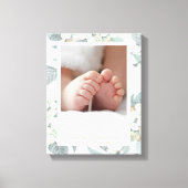 ソフトグレーとホワイトフローラフレームキャンバス印刷 キャンバスプリント (正面)